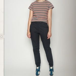 6397 Navy Pinstripe Classic Trouser Pants Size 8